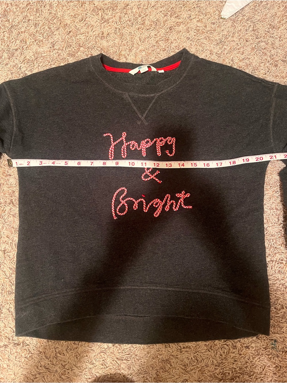 Boden Women's Dark Gray Sweatshirt with Candy Cane Text - Picture 5 of 6
